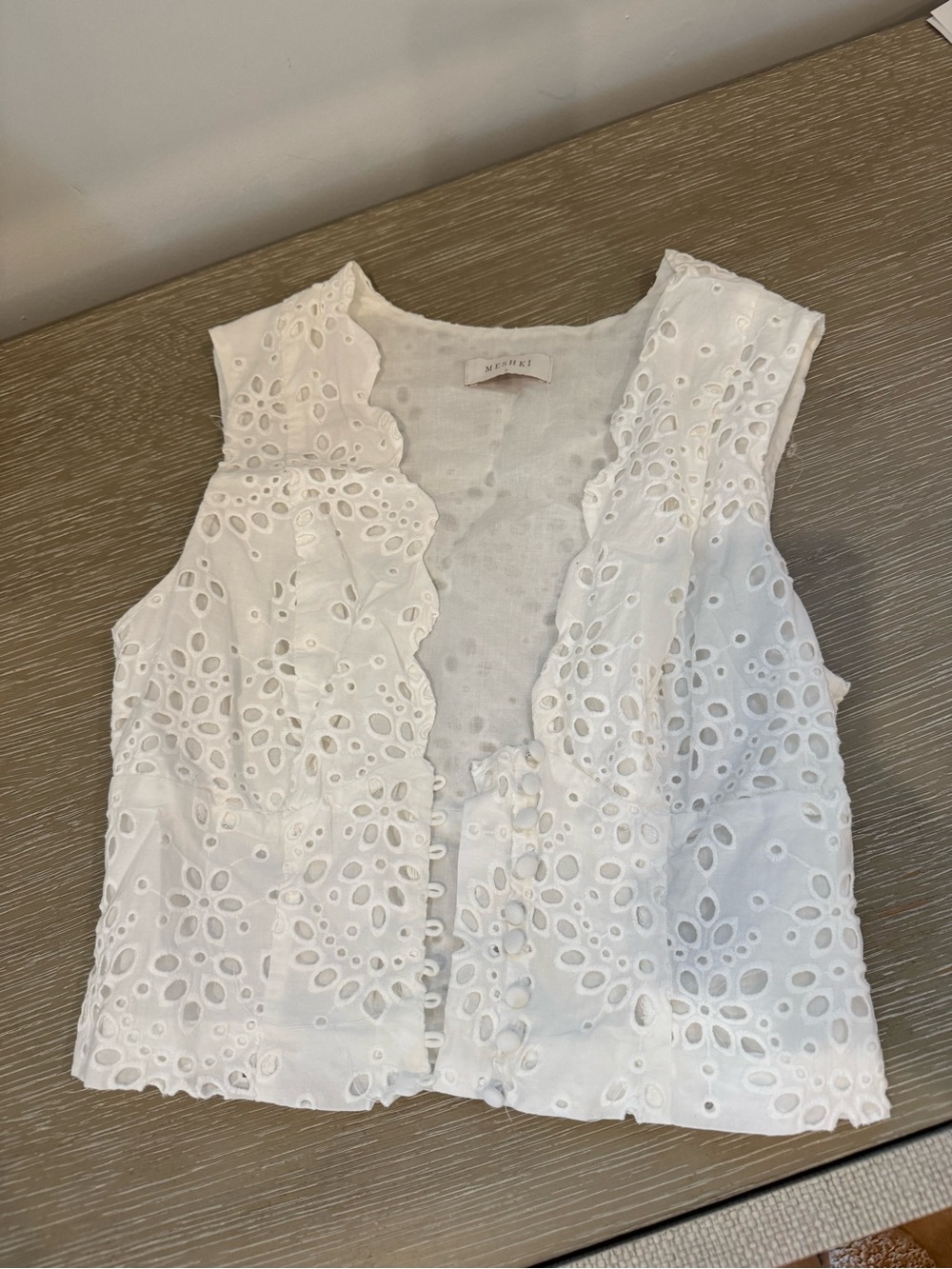 Meshki White Eyelet Cotton Camisole Vest